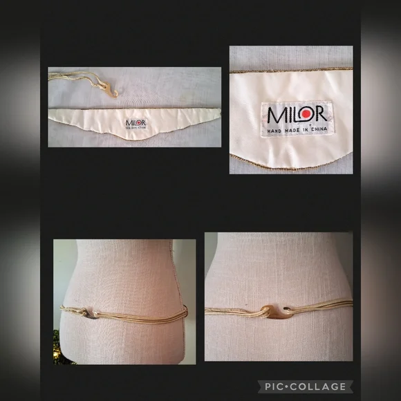 80s "Milor" Gold Sequin & Beaded Cummerbund Belt - Metallic Shades of Gold - Picture 7 of 9